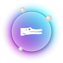 White Crocodile icon isolated on white background. Animal symbol. Blue and purple gradient circle background. Vector