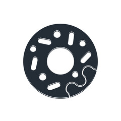 Black Donut with sweet glaze icon isolated on white background. Vector