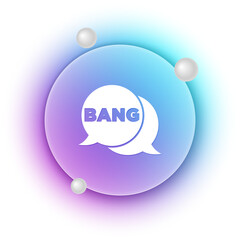 White Bang boom, gun Comic text speech bubble balloon icon isolated on white background. Blue and purple gradient circle background. Vector