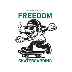 Skateboarding freedom t shirt design