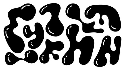 Organic blobs with irregular shapes creating an abstract composition in monochrome