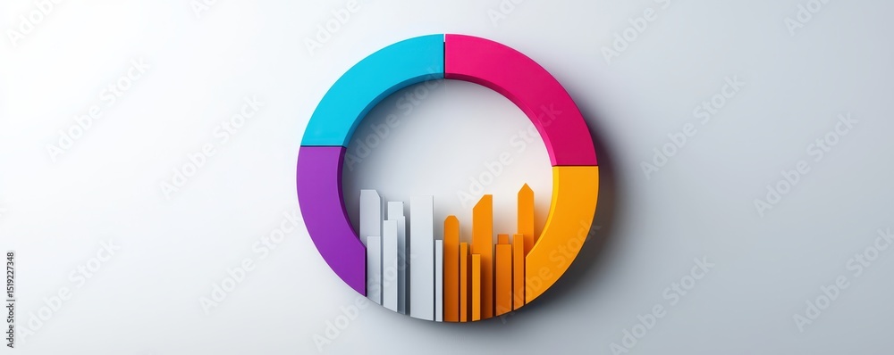 Aufkleber a colorful 3d circular chart with bar graph elements integrated, representing data visualization or 