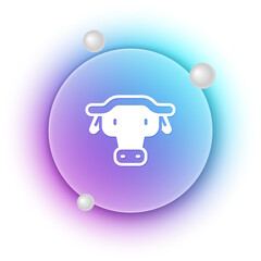 White African buffalo head icon isolated on white background. Mascot, african savanna animal. Wild ox, carabao or bison bull with fused horns. Blue and purple gradient circle background. Vector
