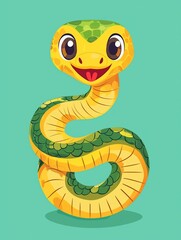 Fototapeta premium Cute Cartoon Snake