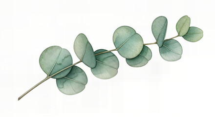 Watercolor vector wreath with green eucalyptus leaves and branches.