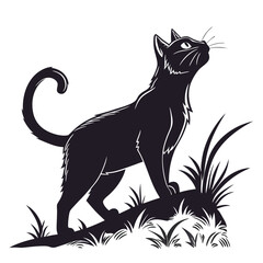silhouette International Cat Day on white background