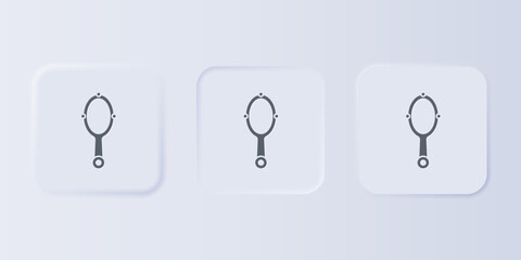 Grey Magic hand mirror icon isolated on grey background. Set icons in square buttons. Vector