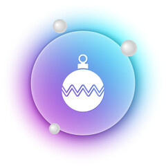White Christmas ball icon isolated on white background. Merry Christmas and Happy New Year. Blue and purple gradient circle background. Vector
