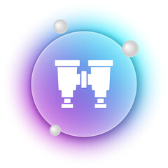White Binoculars icon isolated on white background. Find software sign. Spy equipment symbol. Blue and purple gradient circle background. Vector
