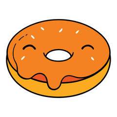 Fototapeta premium Playful Orange Donut with Icing Drizzle and a Wink