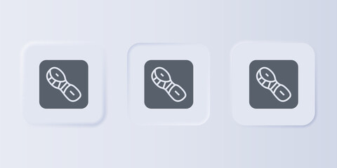 Grey Human footprints shoes icon isolated on grey background. Shoes sole. Set icons in square buttons. Vector