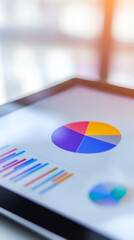 Fototapeta premium Colorful Data Visualization on Tablet