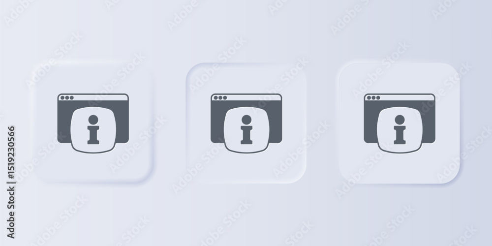 Poster Grey Computer monitor with text FAQ information icon isolated on grey background. Frequently asked questions. Set icons in square buttons. Vector