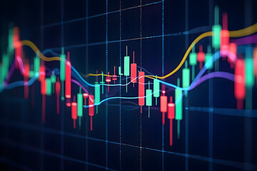 Dynamic stock market chart candlestick graph financial investment trading data