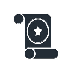 Black Magic scroll icon isolated on white background. Decree, paper, parchment, scroll icon. Vector