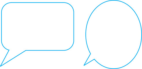 Blue Outline Speech Bubble – Communication Icon