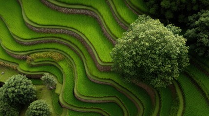A Peaceful Green Field with a Solitary Tree and a Quaint House for Carbon Neutrality Awareness