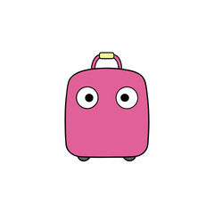 Pink Travel Bag with Sticker Patches and Rolling Wheels