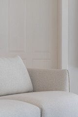 Comfortable modern sofa in minimalist living room setting