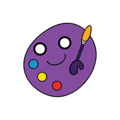 Purple Paint Palette with Colorful Blobs