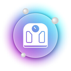 White Bathroom scales icon isolated on white background. Weight measure Equipment. Weight Scale fitness sport concept. Blue and purple gradient circle background. Vector