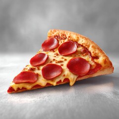 Deliciously Tempting Slice of Pepperoni Pizza Centered on a White Background Looking Alluring and Flavorful