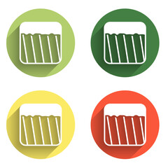 Set Ground icon isolated with long shadow background. Color circle button. Vector