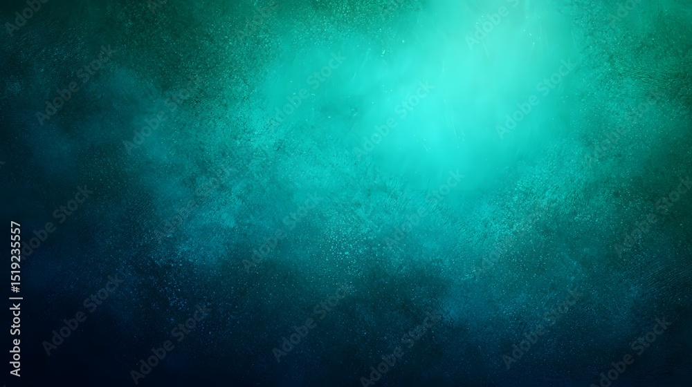 Aufkleber Moody and ethereal teal and emerald green background with a soft glowing vignette effect and a grainy textured overlay creating a vibrant surreal atmosphere