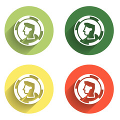 Obraz premium Set Ancient coin icon isolated with long shadow background. Color circle button. Vector