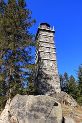 the lookout tower Rozhledna Pajndl, Tisovsky vrch, Nejdek in Bohemia near Karlovy Vary, Karlsbad,...