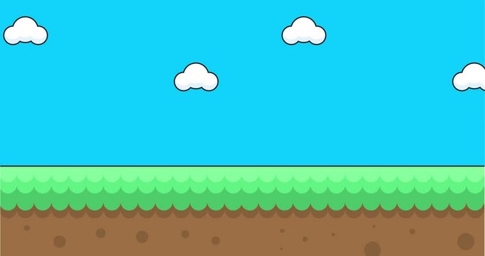 Video grass field animation arcade game loop