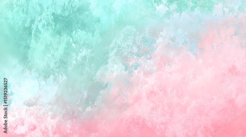 Leinwandbilder Soft ethereal pastel background with a textured watercolor effect and a gradient of muted mint green and pale pink hues creating a serene and calming atmosphere