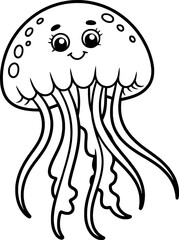 Adorable cartoon jellyfish coloring page cute sea creature