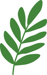 Tropical Leaf Vector Illustration - Flat Green Botanical Elements
