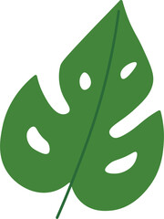Tropical Leaf Vector Illustration - Flat Green Botanical Elements