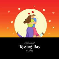 Vector illustration of International Kissing Day social media template