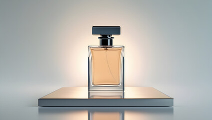 Luxury Cosmetic Bottle Mockup with Blank Label and Reflective Base