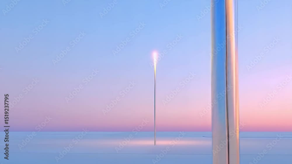 Aufkleber ピンクと青のグラデーションの背景に輝く一本のマッチスティックの花火のミニマリストな演出