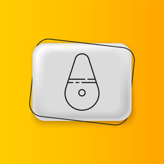 Black Dildo vibrator for sex games icon isolated on yellow background. Sex toy for adult. Vaginal exercise machines for intimate. Silver rectangle button. Vector