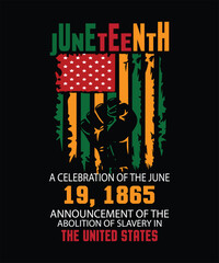  Juneteenth A Celebration of the June 19, 1865 announcement of the abolition of slavery in the United States t shirt design.