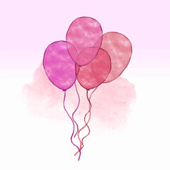 Watercolor Illustration of Colorful Balloons with Pastel Background