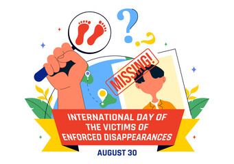 International Day of the Victims of Enforced Disappearances Vector Illustration on August 30 Featuring a Missing Person or Lost People in a Background