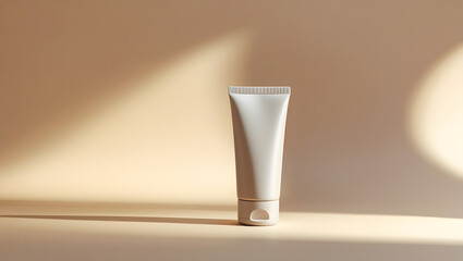Blank Cosmetic Cream Tube Mockup on Beige Minimal Surface