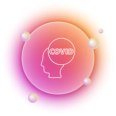 White Corona virus covid-19 icon isolated on white background. Bacteria and germs, cell cancer, microbe, fungi. Orange and pink gradient circle background. Vector