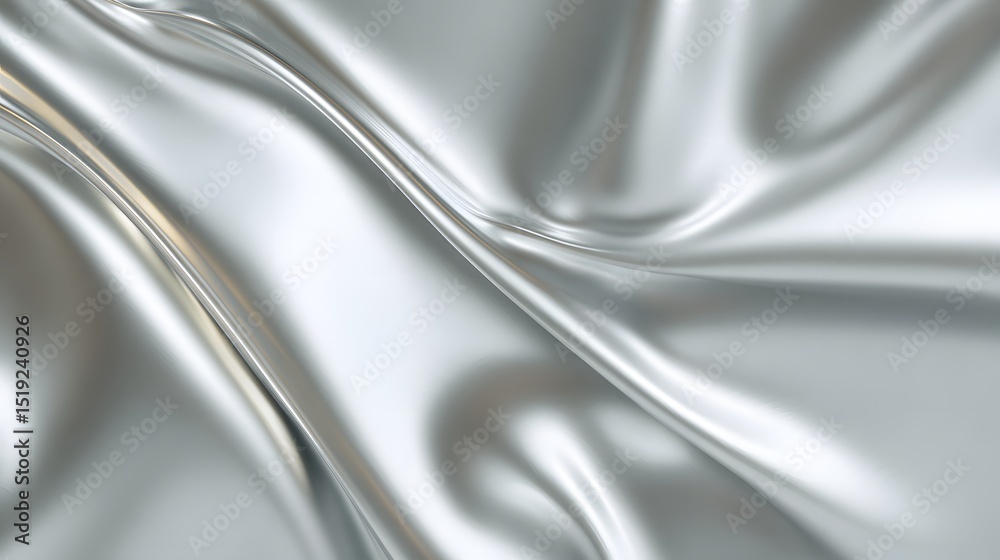 Poster Elegant minimalist backdrop featuring a smooth glossy chrome metal surface with a subtle light glare and a shimmering silver sheen creating a sleek and modern aesthetic