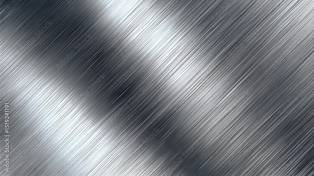Poster Luxurious brushed silver metal texture with soft diagonal light reflections creating a clean sophisticated gradient surface for a background