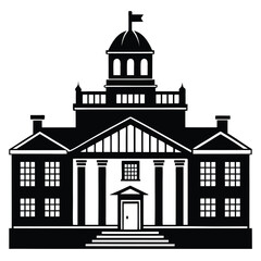 Black vector silhouette illustration set of old church town house architecture with roof and window design