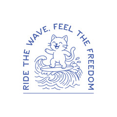 Surfing cat, summer and cat lover t shirt design