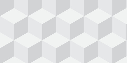 Seamless white geometric cube creative concept triangle overlapping overlap square technology texture. geometric digital cubes fabric and wallpaper grid block texture background.