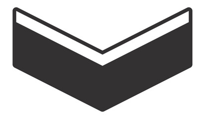 Simple down arrow icon with dark gray color and white border, isolated on white background, ideal for user interface and graphic design projects